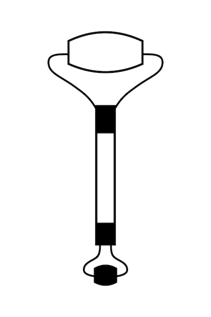 Vettore icona del rullo massaggiatore a contorno semplice isolata su sfondo bianco concetto di massaggio facciale antiage oggetto doodle nero
