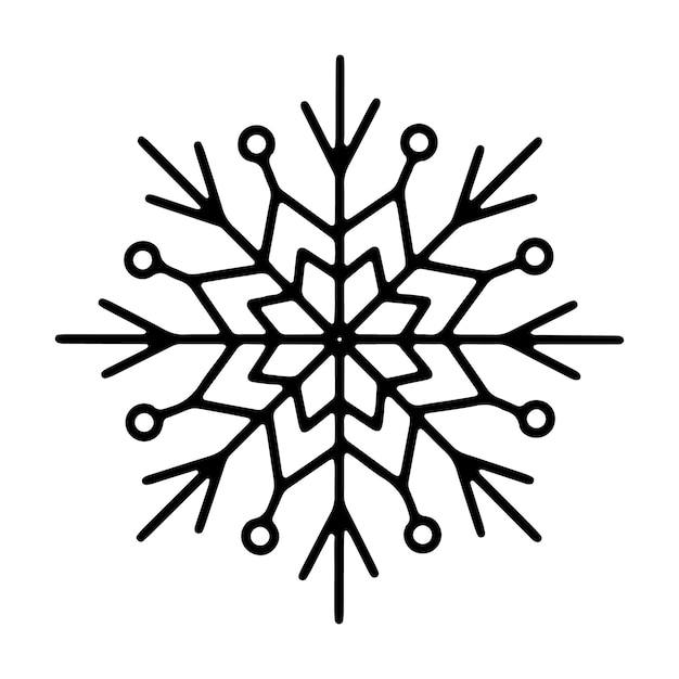 Semplice contorno segno fiocco di neve doodle icona fiocolo di neve illustrazione vettoriale