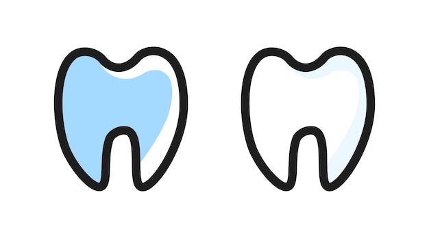 Вектор Простой контур силуэта зуба изолирован на белом фоне векторные зубы черная иконка форма элемента дизайна логотипа стоматолога