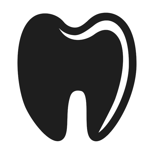 Simple outline tooth silhouette isolated on white background vector teeth black icon shape dentist logo design element