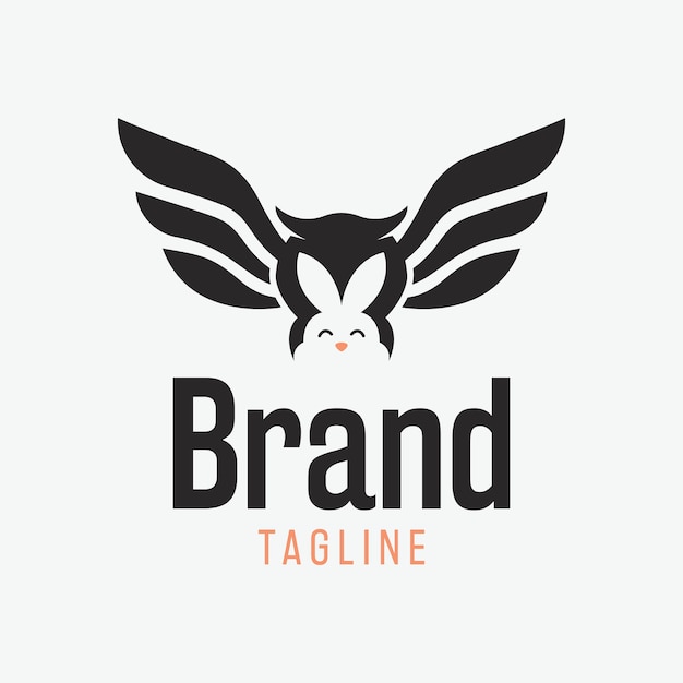 Vector simple owl featuring rabbit logo design