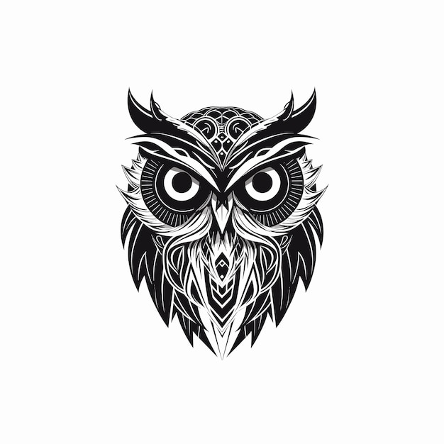 Vector simple owl logo design black and white