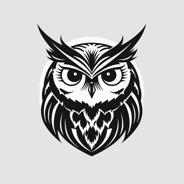 Simple owl logo design black and white