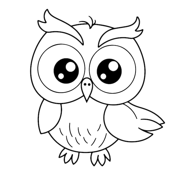 simple owls Bird art outline