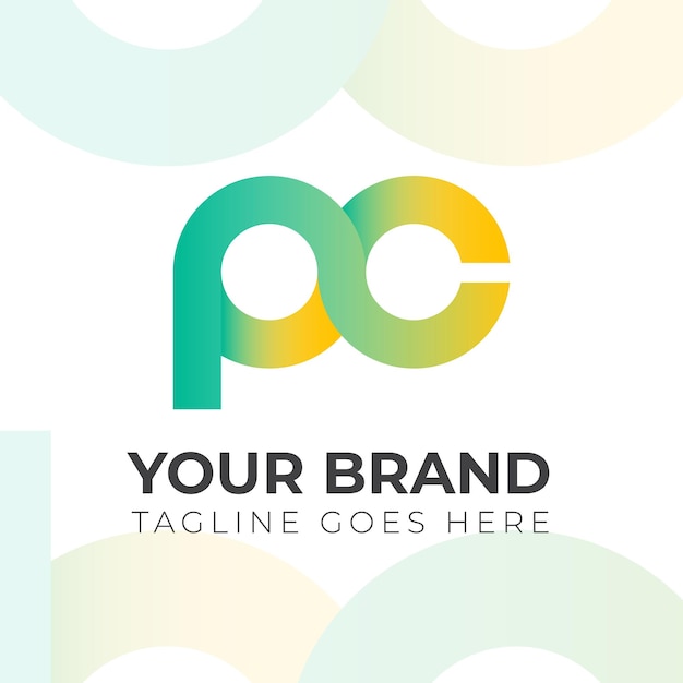 Vector simple p and c initial logo