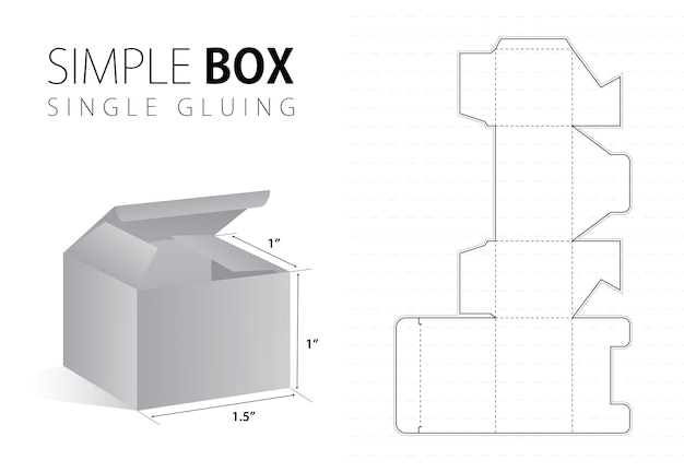 Simple Packaging Box Die Cut Template with 3D Preview Black Editable Blueprint Layout