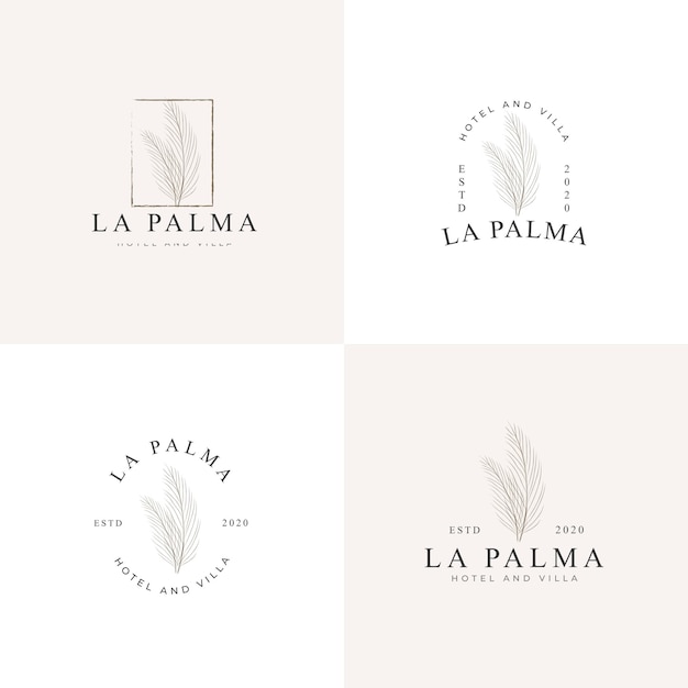 Simple palm leaves illustration logo collection