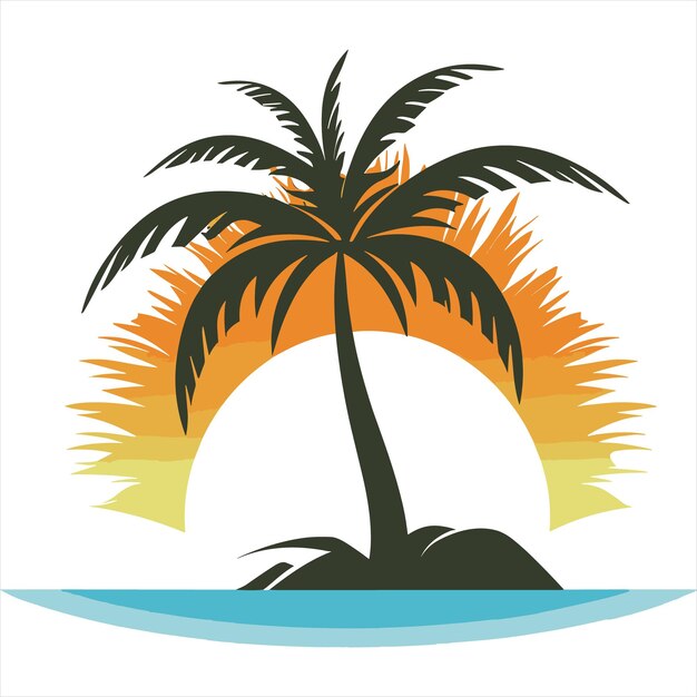 Vector simple palm tree logo vector white background