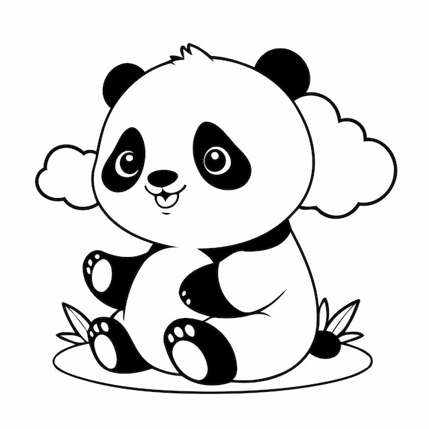 Simple Panda illustration for colouring page