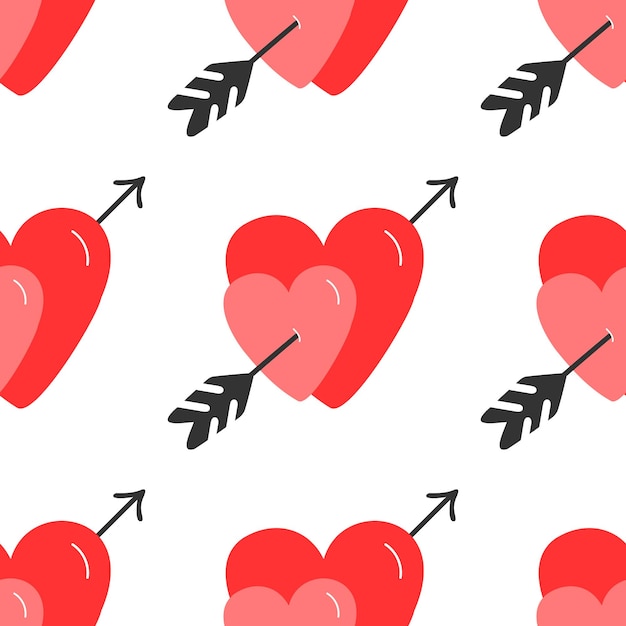 Simple pattern hearts with arrow for valentine's day cards, posters, wrapping and design.