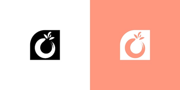 Simple peach logo design with unique concept fruit logo premium vector