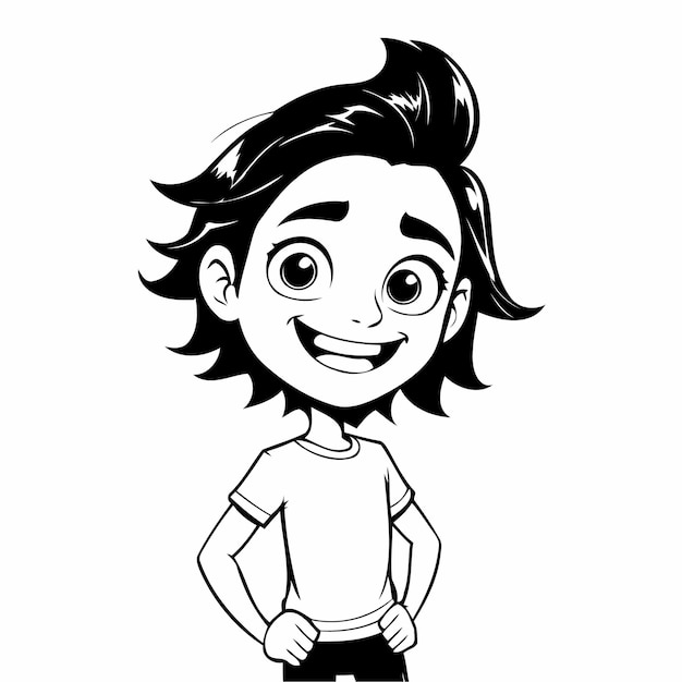 Vector simple person illustration in black and white doodle vector