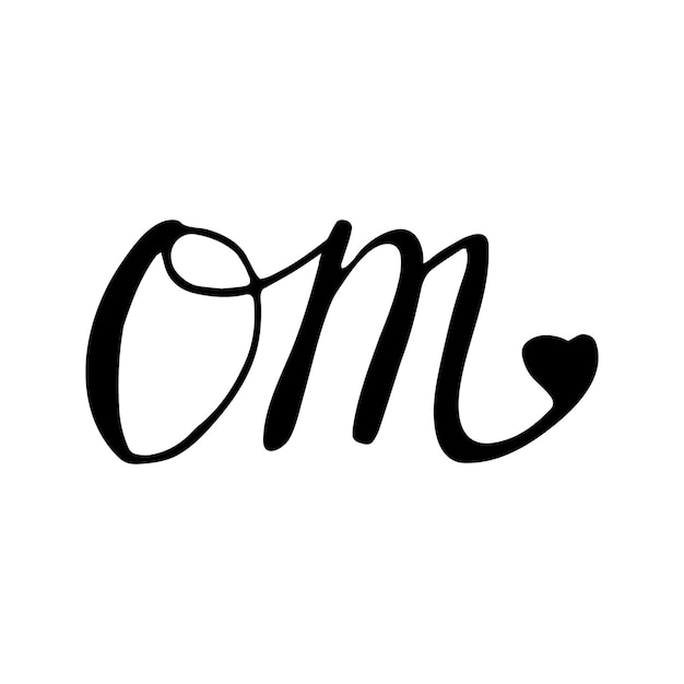 Simple phrase Om Adorable hand drawn yoga lettering Isolated on white background drawing for textile prints meditation poster cute stationery