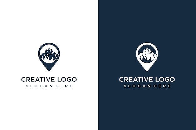 Simple pin and mountain logo template