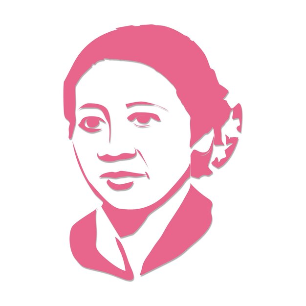 Simple Pink Kartini vector cartoon illustration