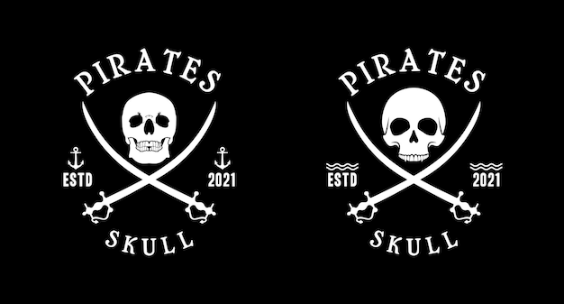 Simple pirate skull logo with crossed sword design inspiration