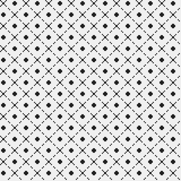 Простой пикселированный узор с монохромными геометрическими фигурами. Полезно для текстиля и дизайна интерьера. Строгий нейтральный стиль.