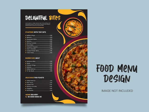 Vector a simple and plain template for a meal menu