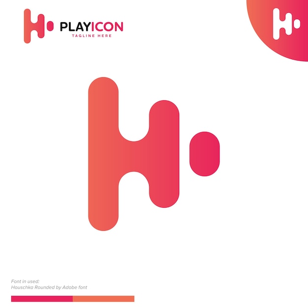 Simple play icon or initial h flat logo vector