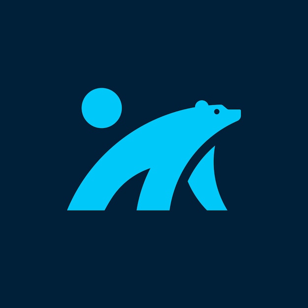 Vettore semplice orso bianco polare logo minimale mascotc simbolo vettore design in silhouette stile moderno icona.
