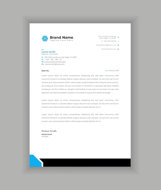 A simple professional letterhead template