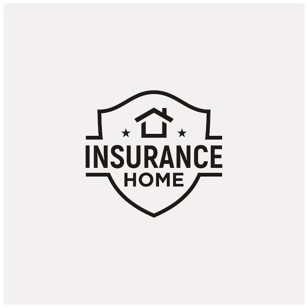 安全な家の保険のロゴの設計のための家のアイコンとシンプルな保護シールド