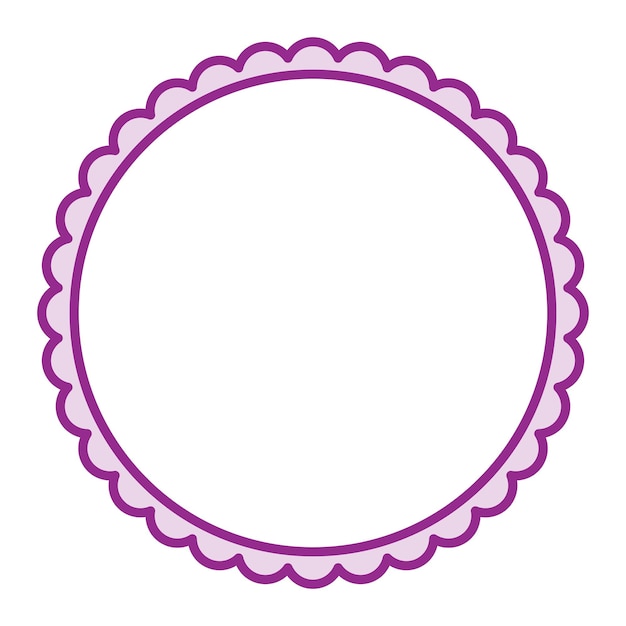 Vector simple purple circular blank background with scallop frame border ornament