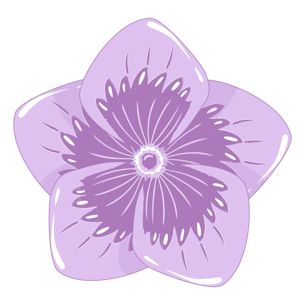 Простой фиолетовый цветок флокса в плоском стиле на белом фоне