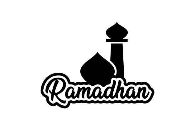 Simple ramadan kareem logo design and mosque dome silhouette