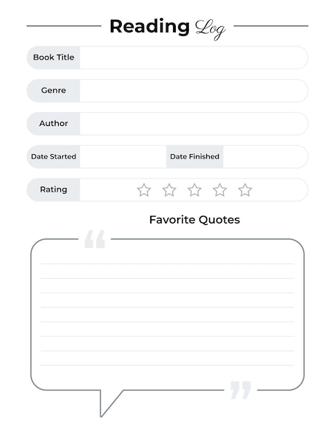 Vector simple reading log template