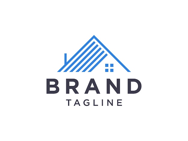 Простой логотип недвижимости. Символ дома ретро-геометрического линейного стиля изолирован на белом фоне.