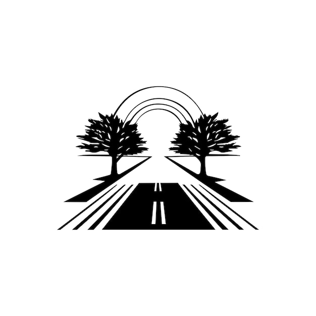 Vettore semplice logo realistico strada di montagna