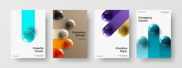 Simple realistic spheres front page concept collection