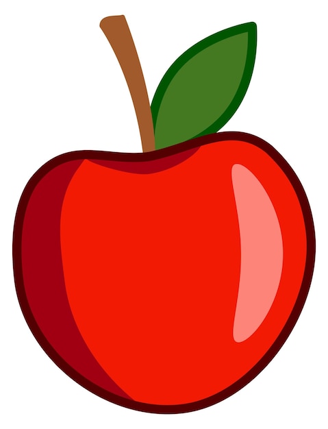 Simple red apple with green leaf icon