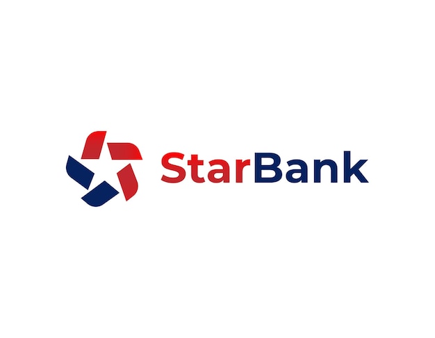 Вектор Простой шаблон дизайна логотипа для финансового бизнеса с красной синей звездой