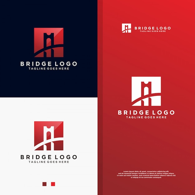 Vector simple red bridge logo