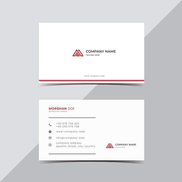 simple red business card design template