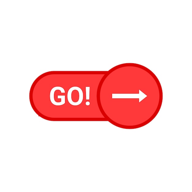 Простая красная иконка, как призыв к действию, концепция выбора направления или значка направления, абстрактный плоский стиль, тренд, современный ход или путь, логотип, элемент графического веб-дизайна, выделенный на белом фоне