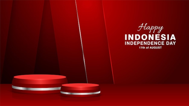 Simple red podium design suitable for celebrating indonesian independence day