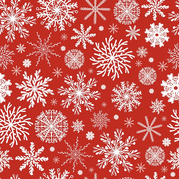 Simple red and white Christmas lace overlapping snowflakes.