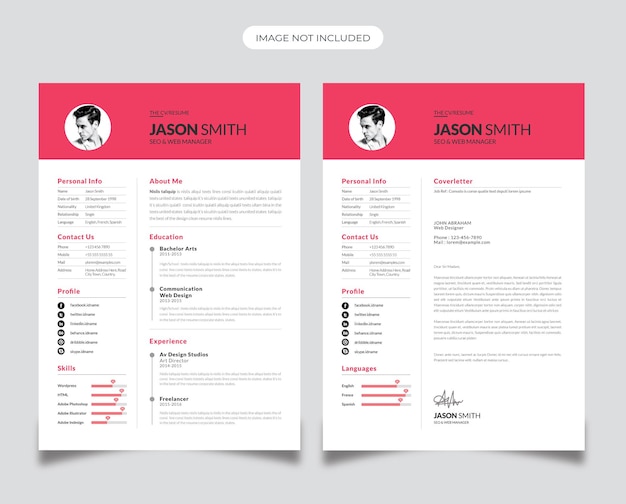 Simple resume design with red