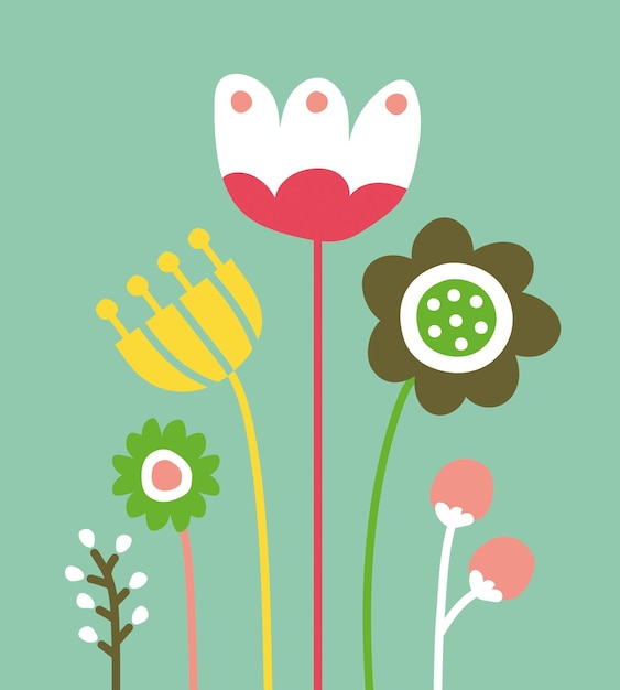 Simple retro flower vector illustration