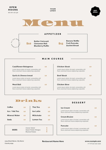 Vector simple retro food menu