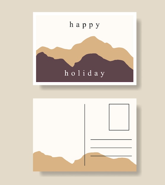 Vector simple retro mountain illustration postcard