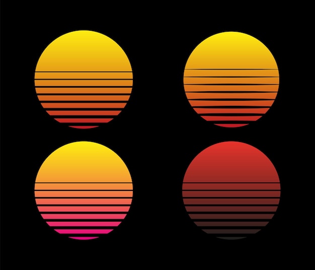 Simple Retro Sunset Background Design vector illustration