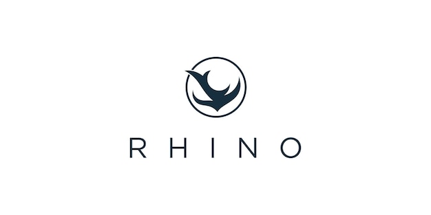 Simple rhino logo design with unique concept premium vector