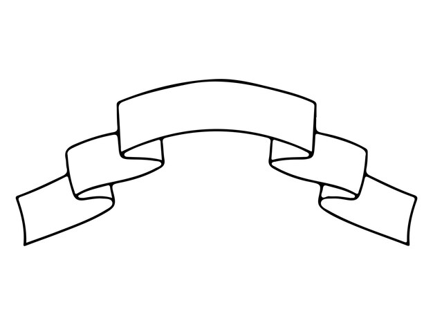 Вектор Простая лента черный контурный символ изолирован на белой ленте лента контурный набор знаков текстового баннера декоративная лента линейные иконы винтажного флага графический значок продажи.