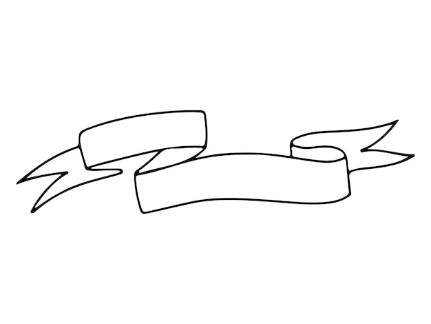 ベクトル シンプルなリボン 黒い輪郭シンボル 白いテープバンド テキストバナーの概要サインキット 装飾テープ ヴィンテージフラグの線形アイコン グラフィック販売バッジ