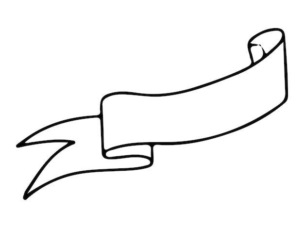 シンプルなリボン 黒い輪郭シンボル 白いテープバンド テキストバナーの概要サインキット 装飾テープ ヴィンテージ旗の線形アイコン グラフィック販売バッジ