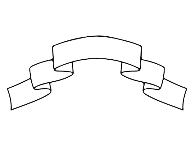ベクトル シンプルなリボン 黒い輪郭シンボル 白いテープバンド テキストバナーの概要サインキット 装飾テープ ヴィンテージ旗の線形アイコン グラフィック販売バッジ